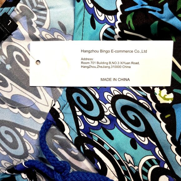 Urban CoCo Bohemian Tassel Tie Blue Floral Ethnic Style Summer Shift Dress L NWT - Picture 8 of 9